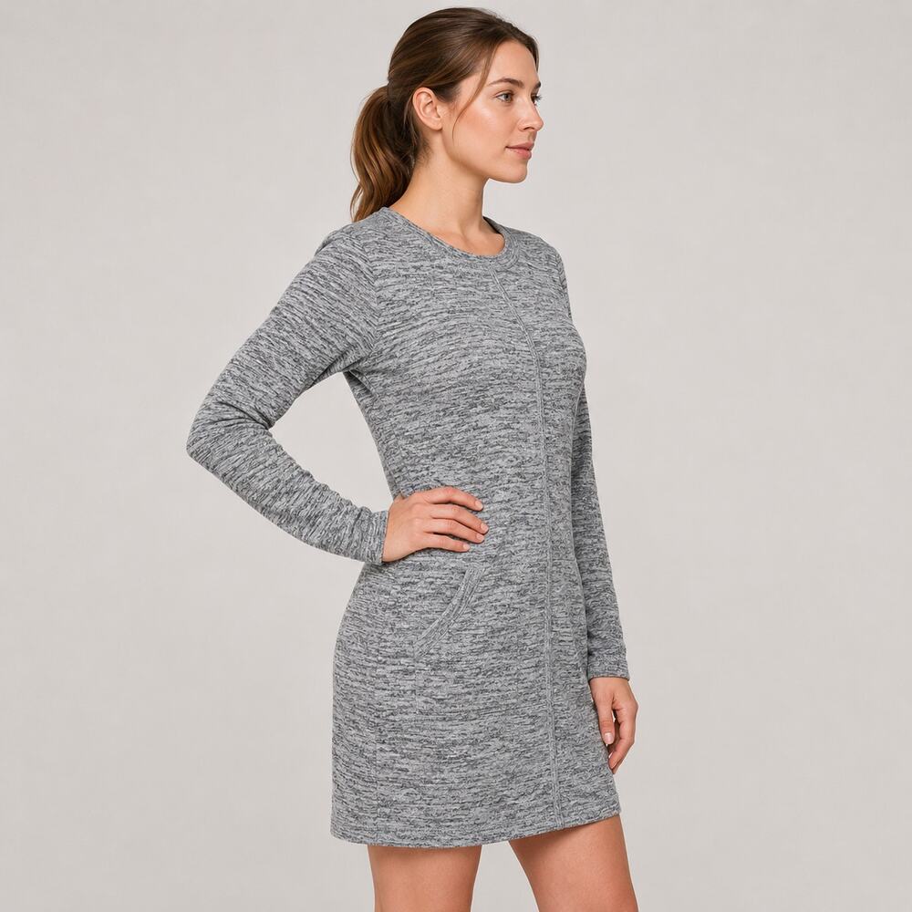 Athleta Destiny Techie Sweater Dress Size S Heathered Gray Pockets Like New